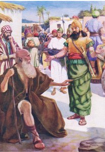 Naamán y Eliseo, de The Bible Picture Book publicado por Thomas Nelson, c.1950 de Frank Adams
